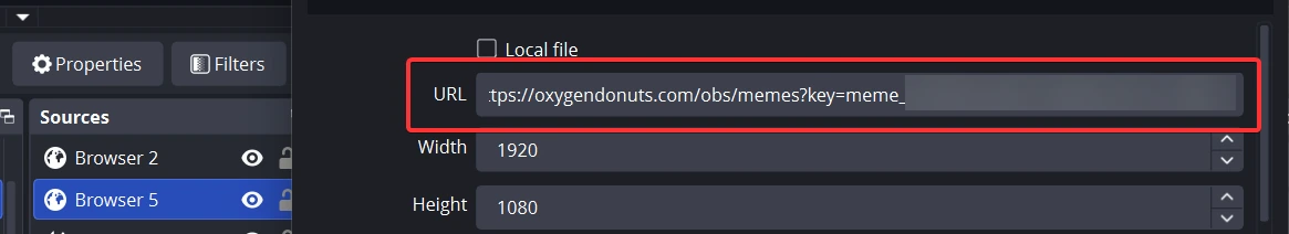 Добавление Browser Source в OBS для мемов на стриме